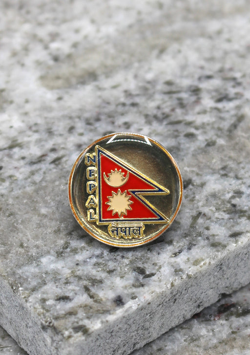 Round Nepal Flag Lapel Pin Badge - nepacrafts