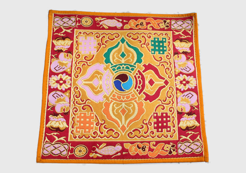 Double Dorjee Brocade Religious Altar Table Cloth - nepacrafts