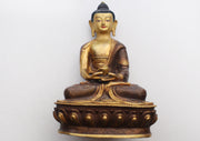 Partly Gold Plated Amitabh Buddha Copper Statue - nepacrafts