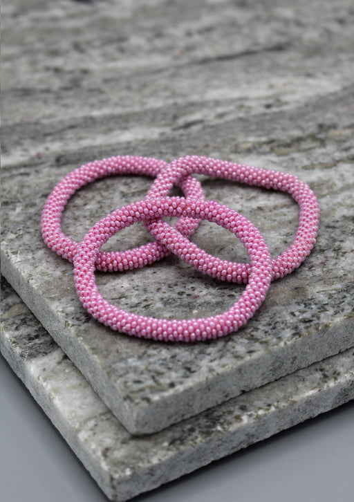 Gorgeous Pink Glass Beads Roll on Bracelet - nepacrafts
