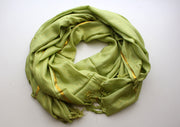Lemon Green Cotton Jari Scarf - nepacrafts