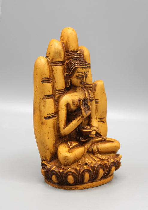 Blessing Palm Brown Buddha Resin Statue - nepacrafts