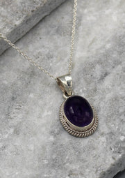 Charming Amethyst Inlaid Sterling Silver Pendant - nepacrafts
