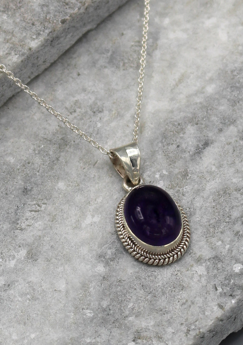 Charming Amethyst Inlaid Sterling Silver Pendant - nepacrafts