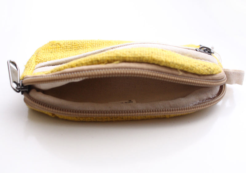 100% Natural and Pure Bright Yellow Hemp Money/Cosmetics Purse - nepacrafts