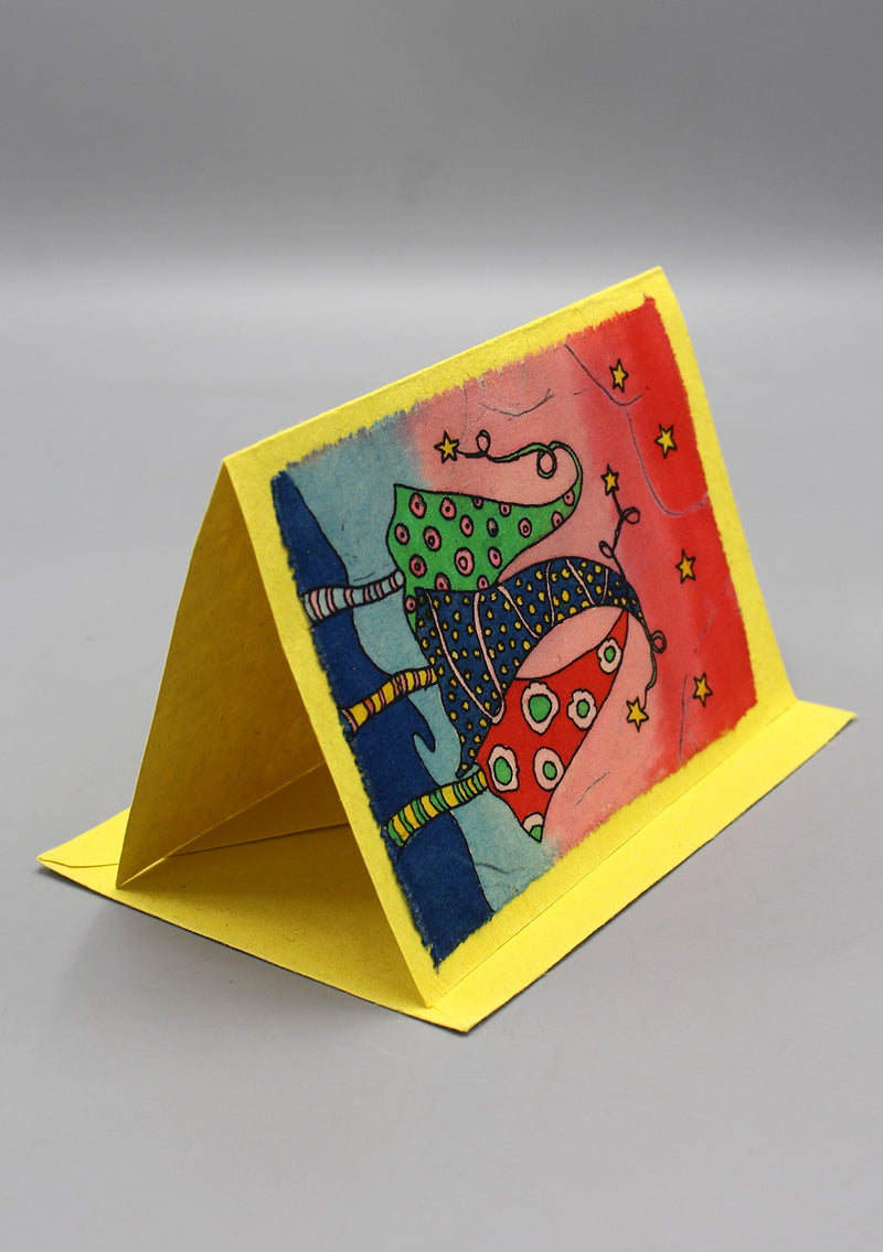 Fair Trade Batik Christmas Hats Greetings Card
