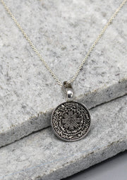 Tibetan Mandala and 8 Auspicious Symbol Carving Pendant - nepacrafts