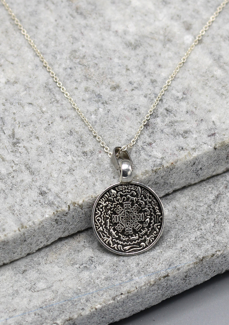 Tibetan Mandala and 8 Auspicious Symbol Carving Pendant - nepacrafts