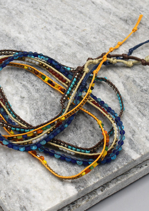 Colorful Glass Beaded Four Wraps Bracelet - nepacrafts