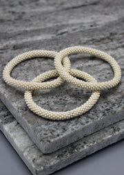 Plain White Glass Beads Roll on Bracelet - nepacrafts