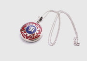 Tibetan Om Mandala White Metal Pendant - nepacrafts