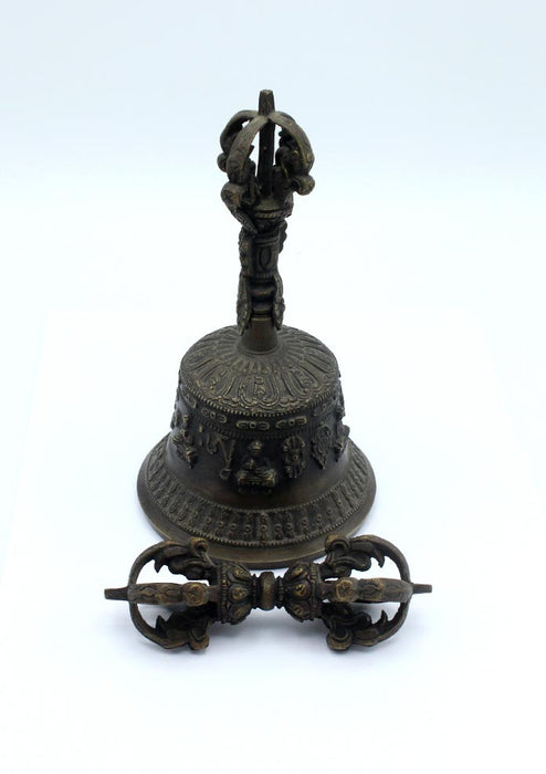 Tibetan Eight Auspicious Symbols Bell and Dorjee Set