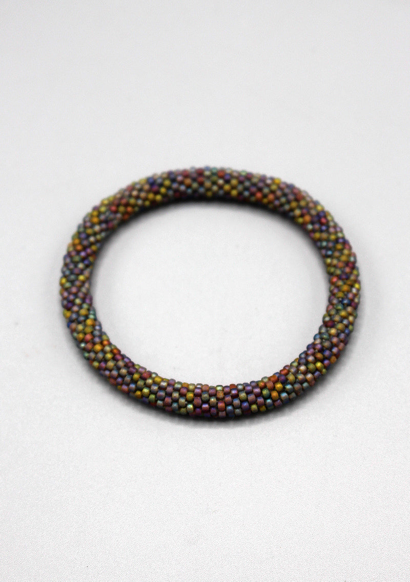 Purple Shining Glass Beads Roll on Bracelet