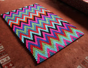 Zig Zag Pattern Rectangular Felt Carpets, Felt Ball Rugs 6x4 ft-FR031 - nepacrafts