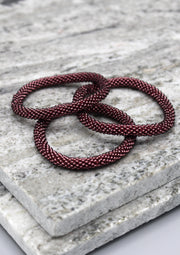 Dark Magenta Glass Beads Roll on Bracelet - nepacrafts