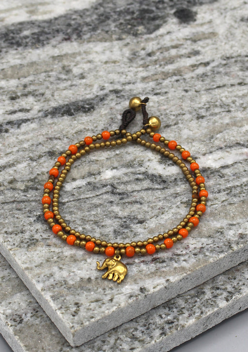 Elephant Charm Glass Beads Women's Anklet - nepacrafts