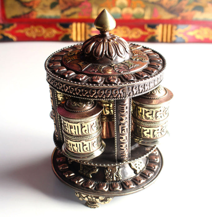 Five Roll Tibetan Prayer Wheel with Tashitage Mantra