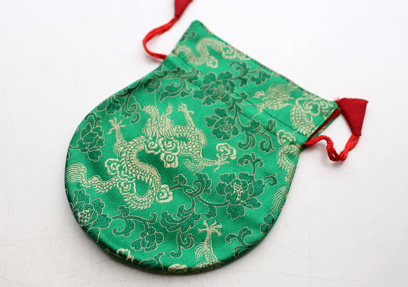 Colorful Silk Brocade Drawstring Mala Bag - nepacrafts