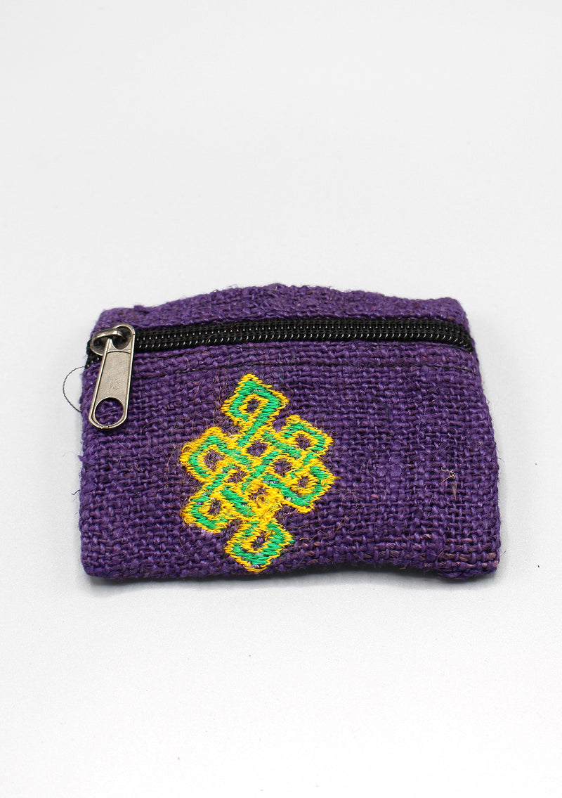 Endless Knot Embroidered Hemp Coin Purse