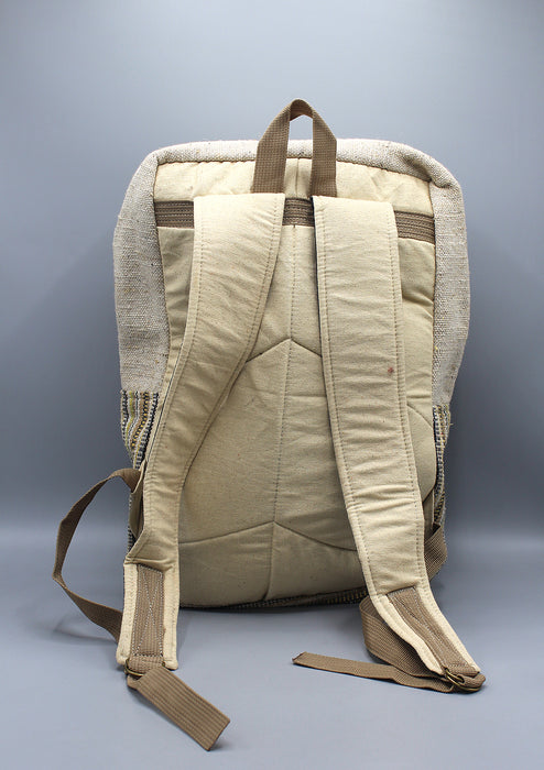 Green and Blue Lining Handmade Eco Friendly Hemp Backpack with Laptop Sleeve