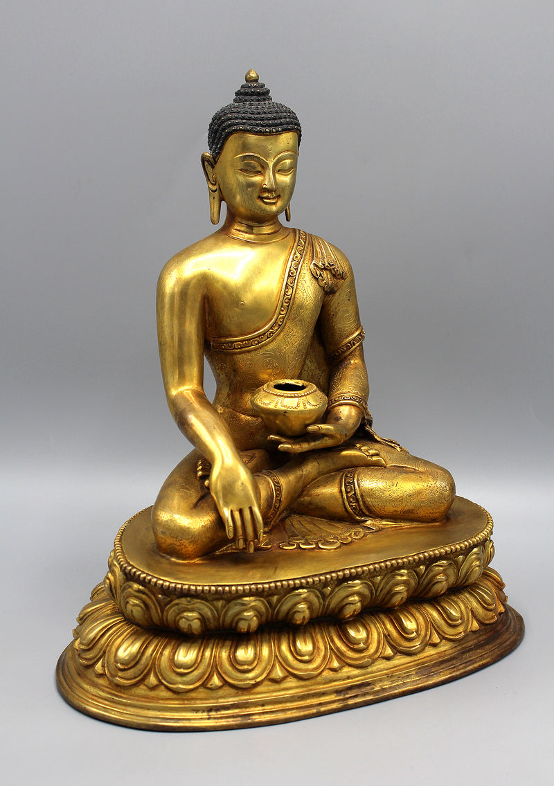 Shakyamuni Buddha Bhumisparsha Mudra Fully Gold Plated Statue
