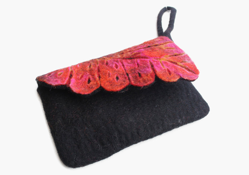 Vibrant Pattern Leaf Design Felt Clutch Purse - nepacrafts
