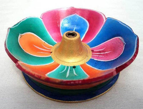 Handpainted Lotus Wooden Incense Burner - nepacrafts