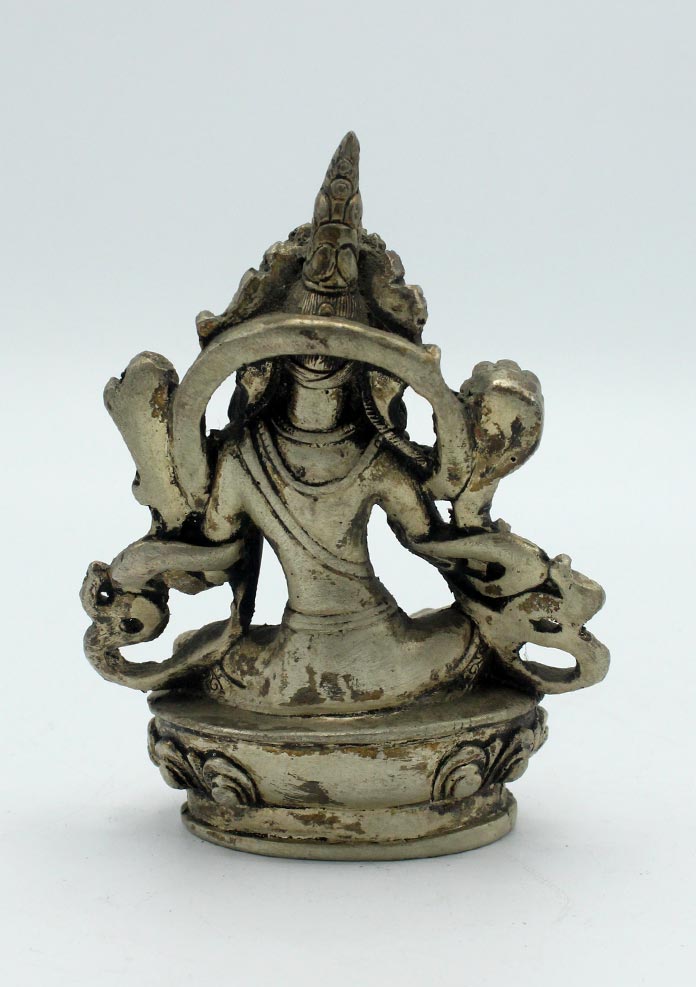 White Metal Green Tara Statue 4 Inch