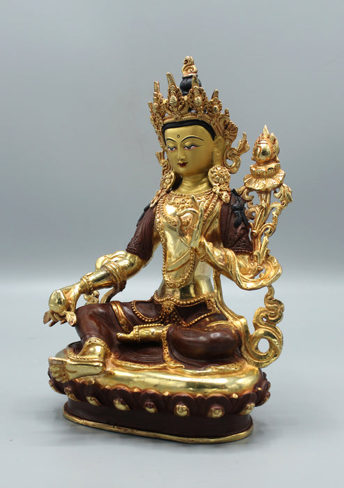 Gold Plated Nepalese Bodhisattva Statue 9"