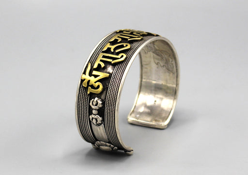 Kurukulle Mantra Carving Tibetan Sterling Silver Bracelet - nepacrafts