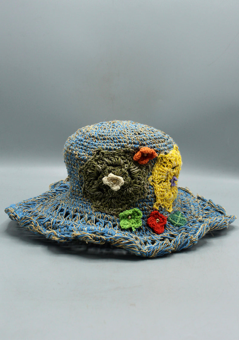 Hemp Flower Embroidered Summer Sun Hats