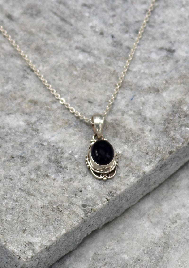 Sterling Silver Inlaid Amethyst Pendant Necklace - nepacrafts