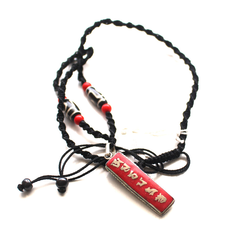 Coral Inlaid Om Mani Pendant - nepacrafts