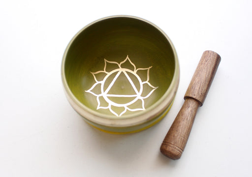 Solar Plexus Painted Singing Bowl with Cushion and Stupa Stick in a Gift Box - nepacrafts
