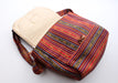 Bhutanese Fabric Multicolor Side Carry Cotton Bag With Leather Edging - nepacrafts