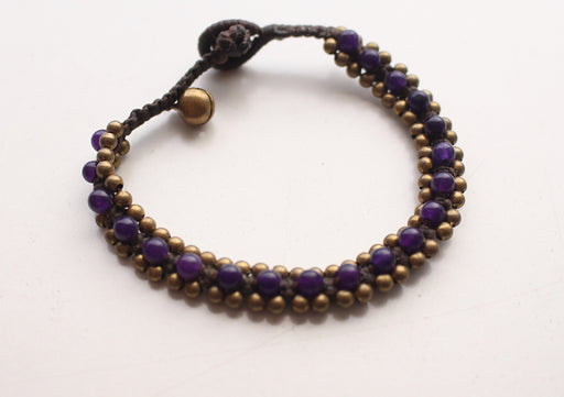Dark Purple Handwoven Glass Beads Teen Anklet - nepacrafts