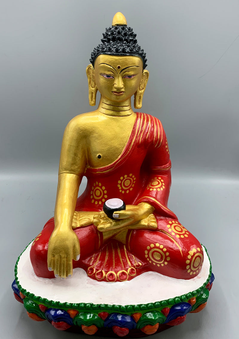 Handpainted Ceramic Shakyamuni Buddha Statue 14" H