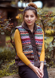 Blue and Orange Mix Multicolor Women's Woolen Cardigan - nepacrafts