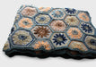 Large Hexagon Motif Pattern Hand Crochet Bluish-Gray Edges Multicolor Woolen Blanket - nepacrafts