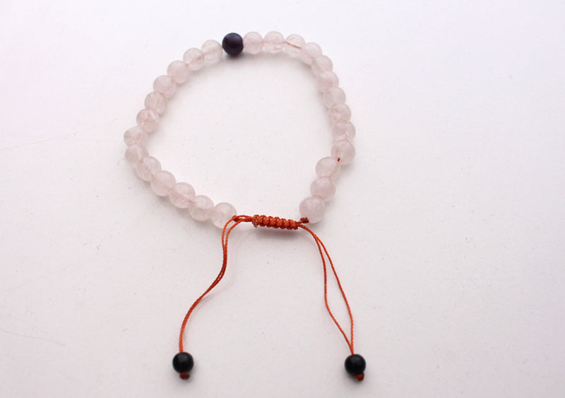 Adjustable Rose Quartz Men's Wrist Mala With Amethyst - nepacrafts