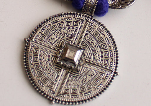 Elegant White Metal Mandala Tribal Pendant from Nepal - nepacrafts