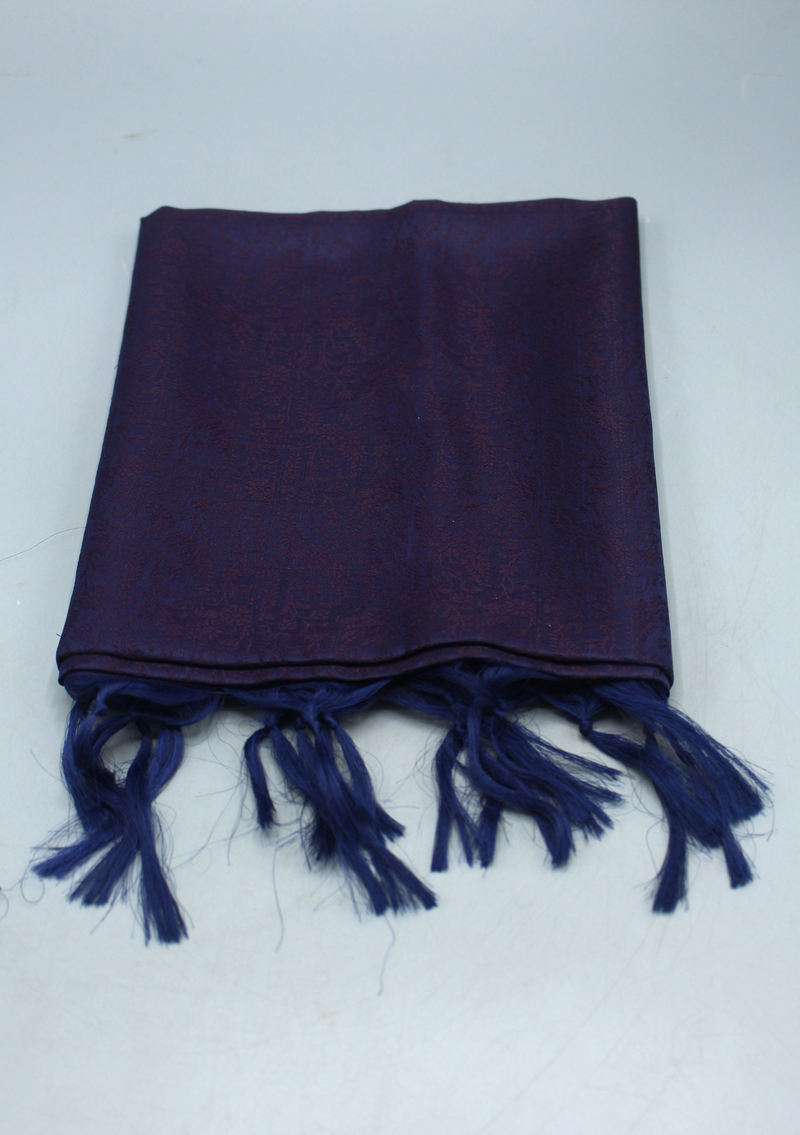 Silk Mixed Polyester Leaf Design Shawl with Furka