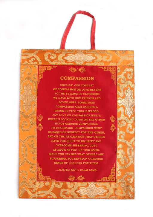 Beautiful H.H Dalai Lama's Sayings Brocade Wall Hanging - nepacrafts
