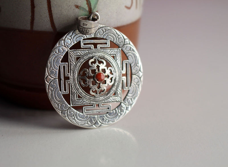 Fine Craft Silver Sterling 925 Mandala Pendant - nepacrafts