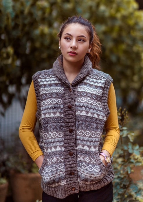 Women's Woolen Multicolor Handknitted Waistcoat Sweater - nepacrafts