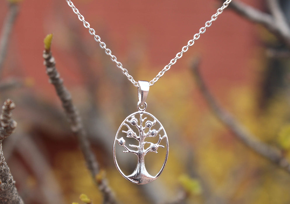 Oval Tree of Life Sterling Silver Necklace - nepacrafts