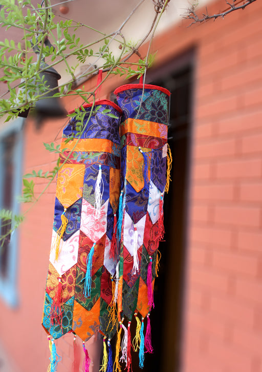 Tibetan Round Ceiling Pair Hanging Chukor, Religious Hanging 1.5 Feet Long - nepacrafts