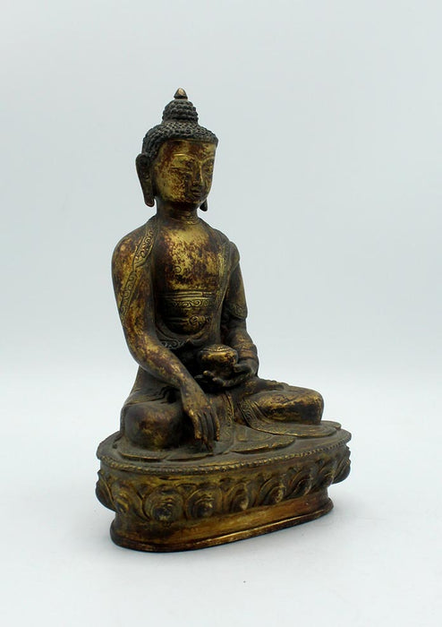Antique Copper Shakyamuni Buddha Statue 8 Inch