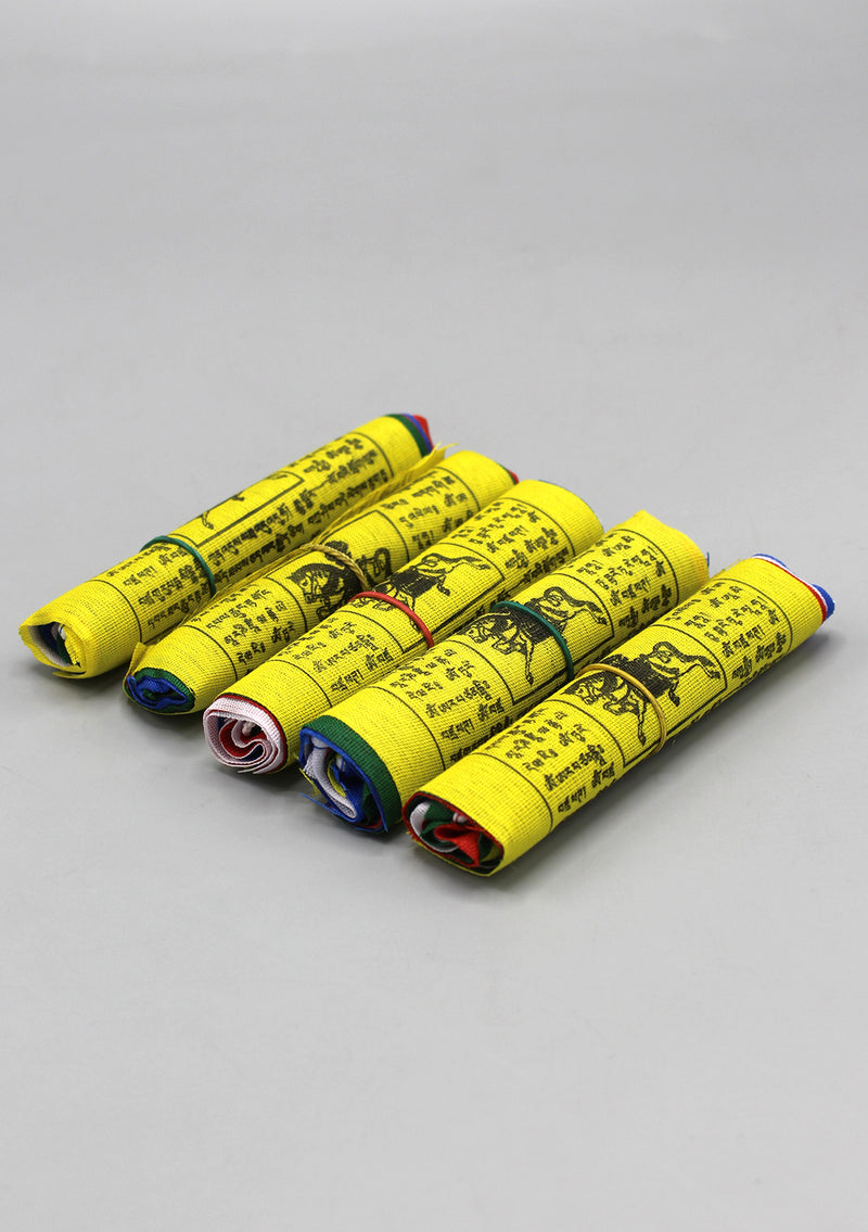 Set of Five Poly-Cotton Windhorse Prayer Flags, Tibet Flags