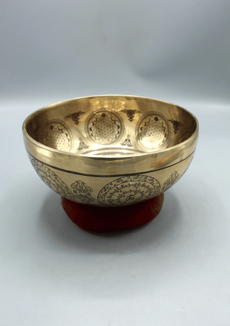 Handmade Yin Yang Tree of Life Etched Gulpa Singing Bowl with Mandala